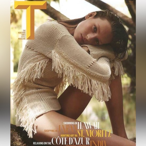 Ralph Lauren Pre Fall ‘15 Collection Ivory Italian Silk Fringe Tunic Sweater - Picture 2 of 16